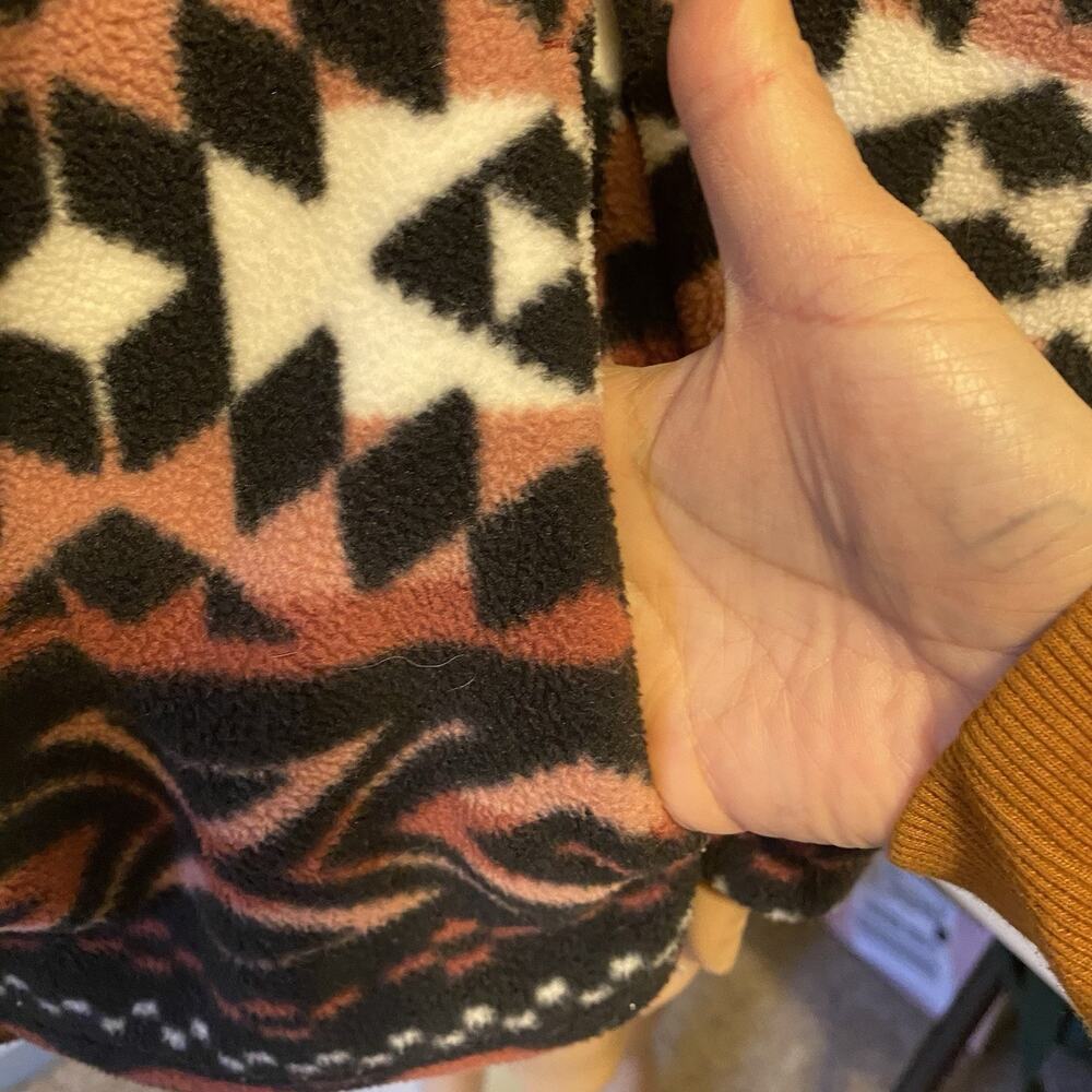 Denim & CO Women S Oversized Jacket Southwest Aztec Print Fleece 1/4Zip Pullover - Picture 8 of 10